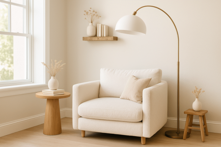 cozy reading nook next to window