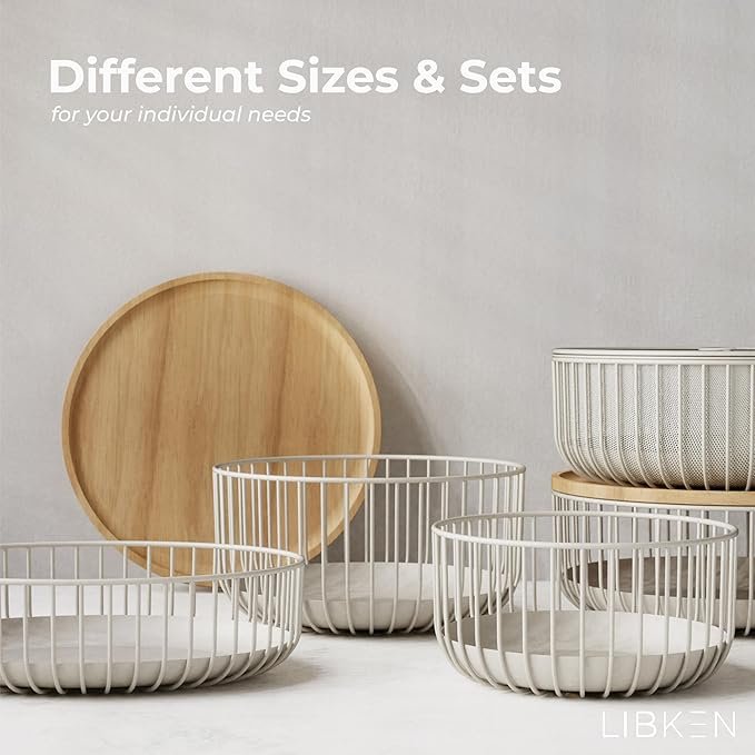 Minimalist Wire Fruit Basket with Removable Metal Inlay