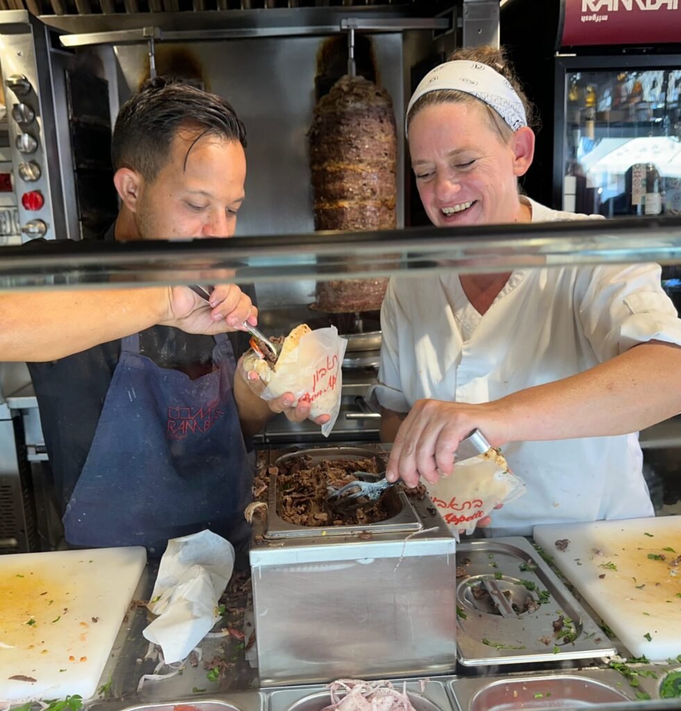 Preparing Gyros in Jaffa Markets Israel