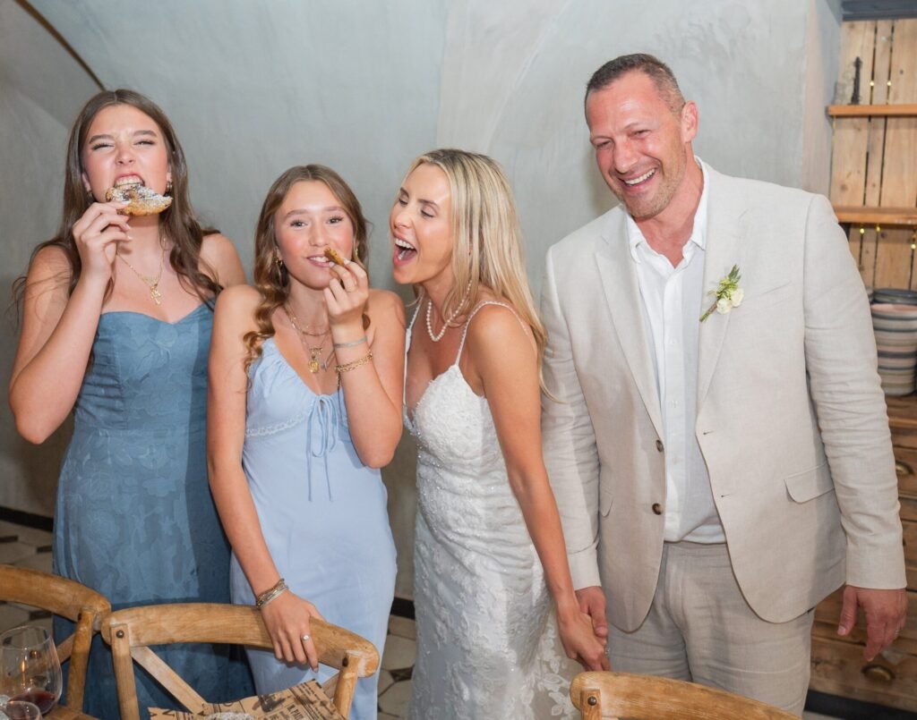 eating cookies at our wedding in Jerusalem Israel