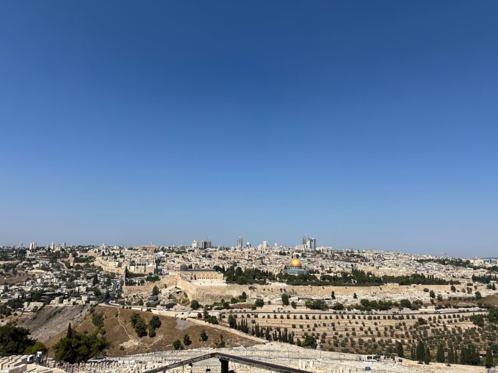 view of old city Jerusalem Israel from the Mount of Olives