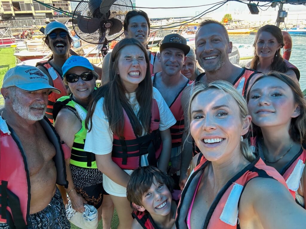 family getting ready to go boating and tubing in Israel