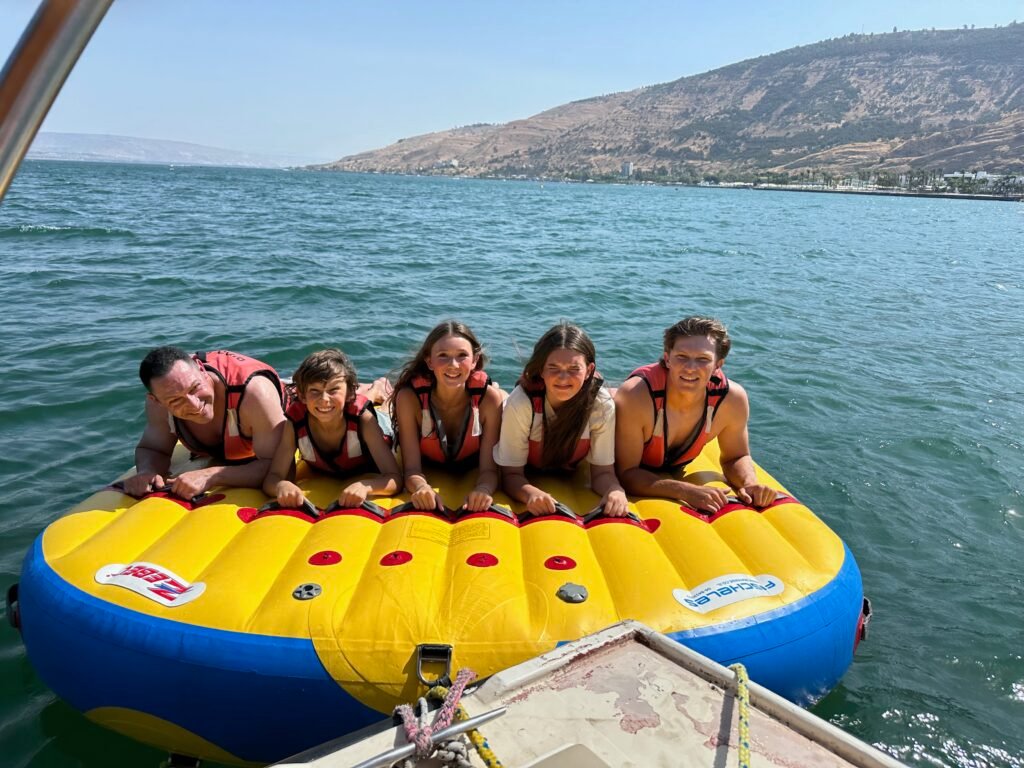 tubing on the sea of galilee in Israel