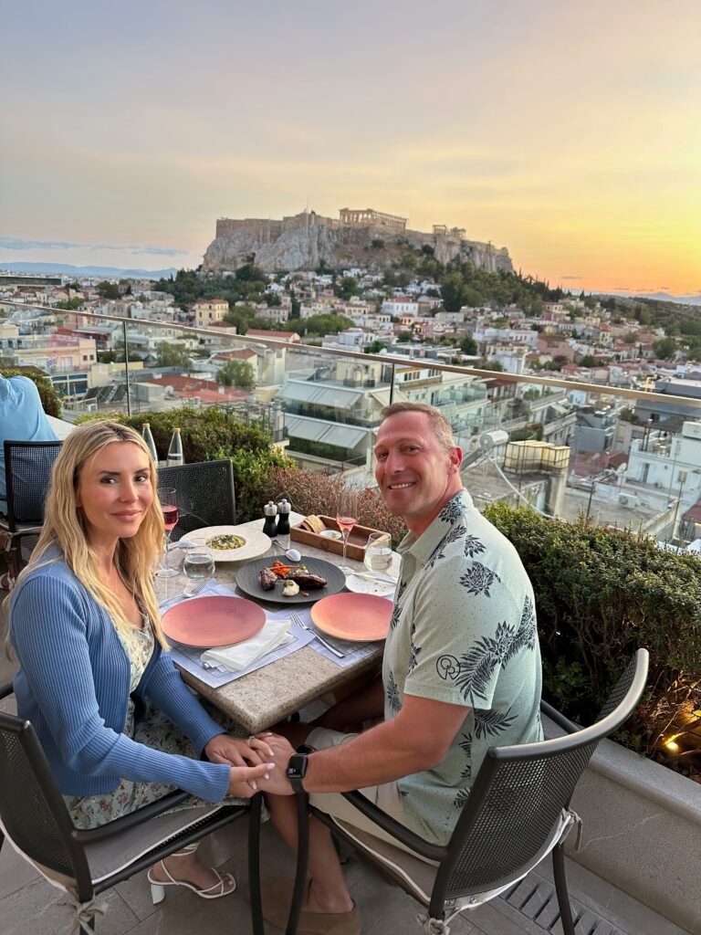 Dinner on rooftop in Athens Greece