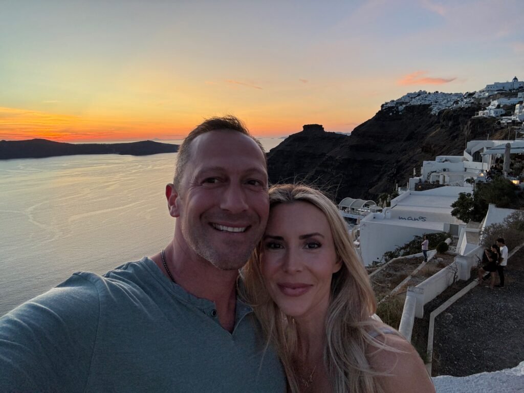 sunset in Fira Greece