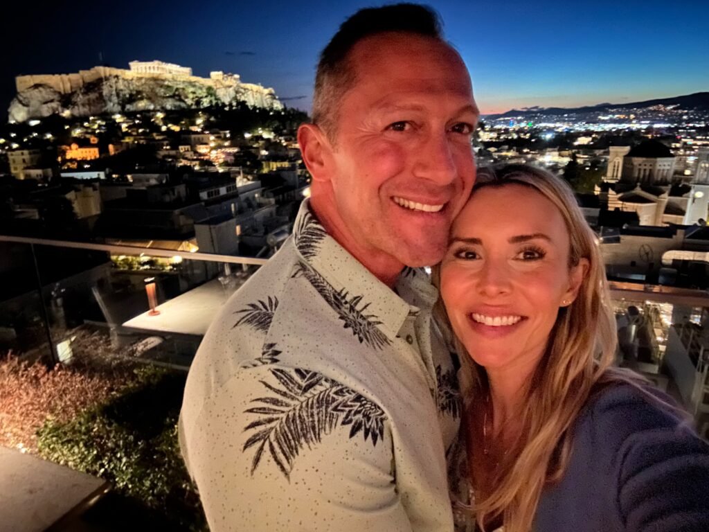 Night view of Acropolis in Athens Greece 