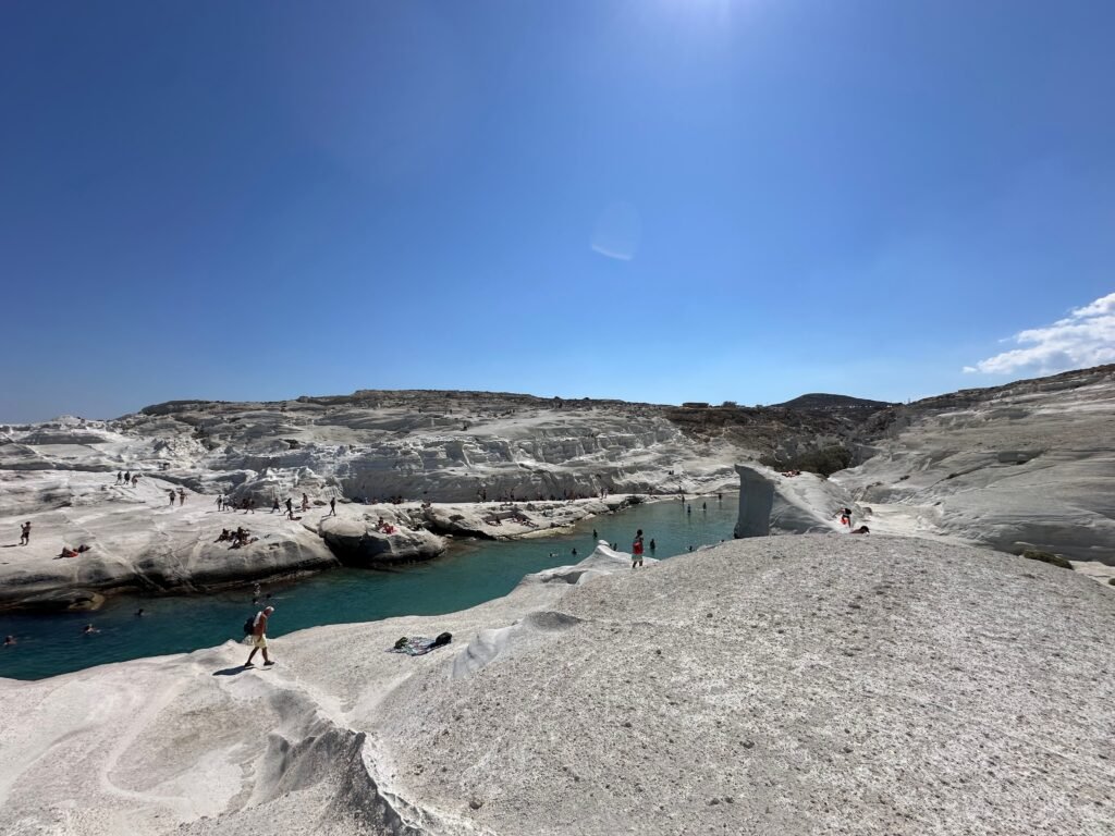Sarakiniko beach white rocks in Milos greece
